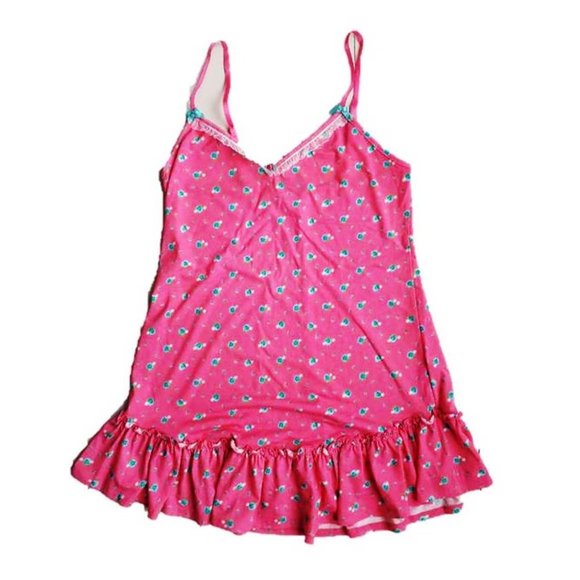 BETSEY JOHNSON Intimates Luscious Lite Pink Florals Slip Dress ( M ) - Picture 1 of 5